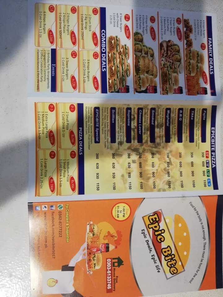 Epic Bite menu page 2