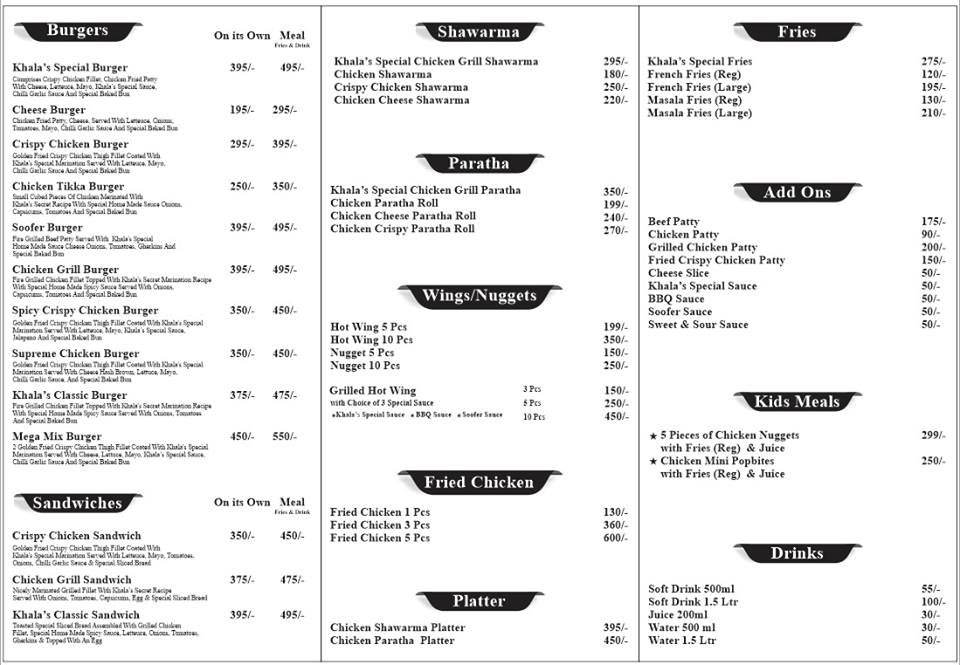 Khala's Kitchen menu page 2
