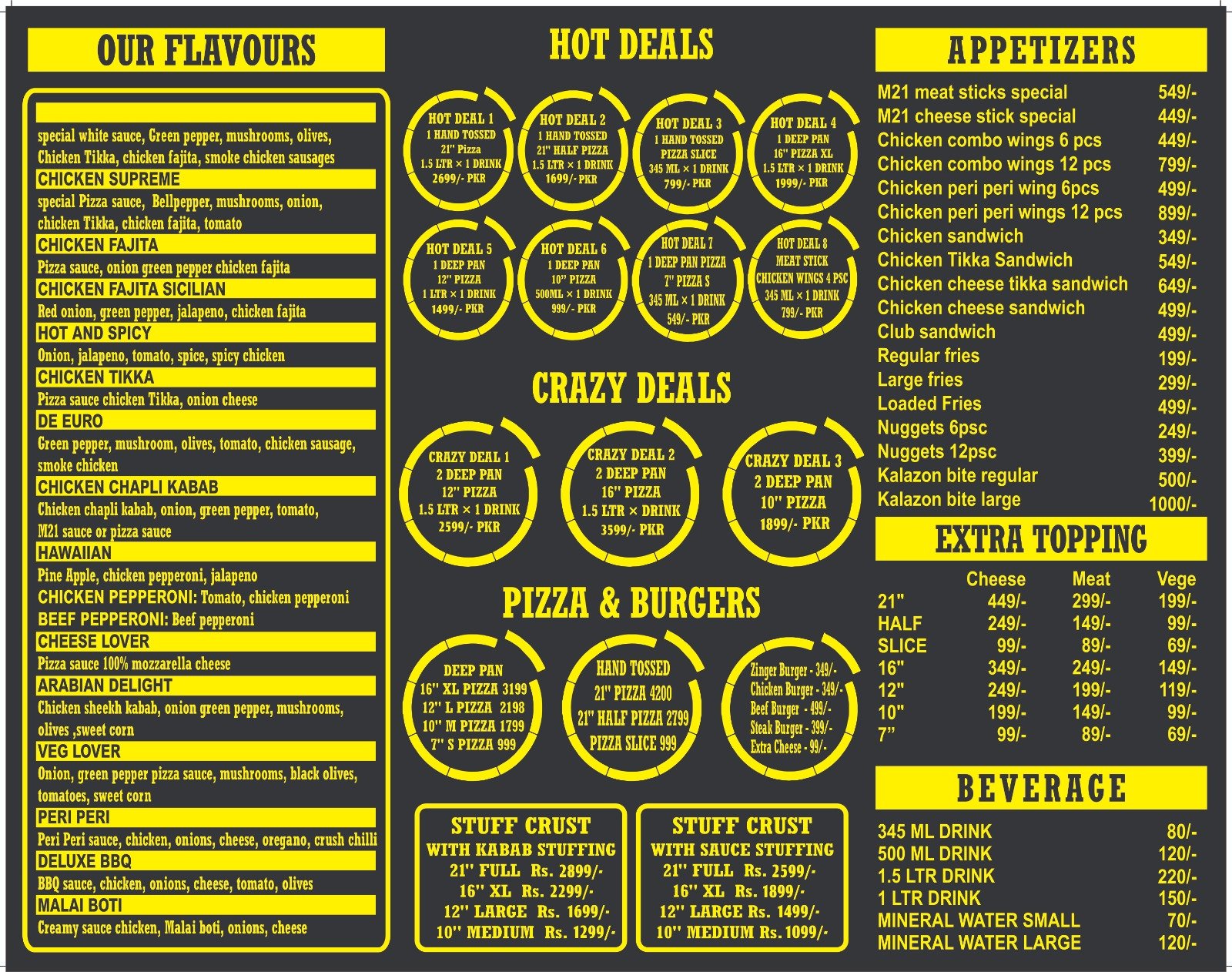 Pizza M21 menu page 1