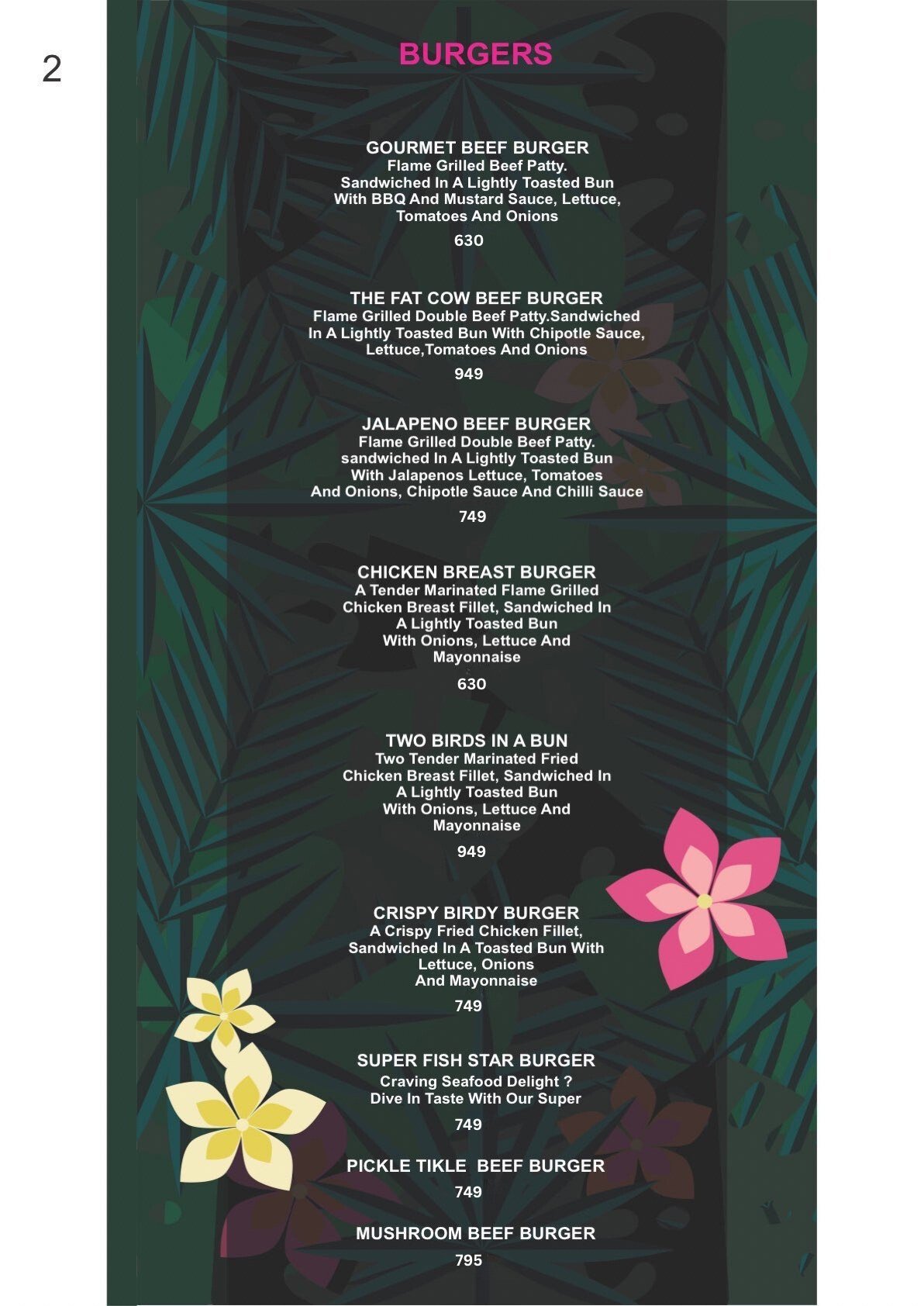 Pinkvilla Restaurant menu page 2