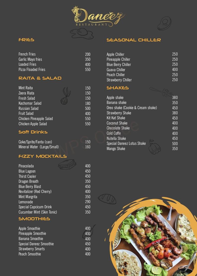 Daneez Restaurant menu page 3