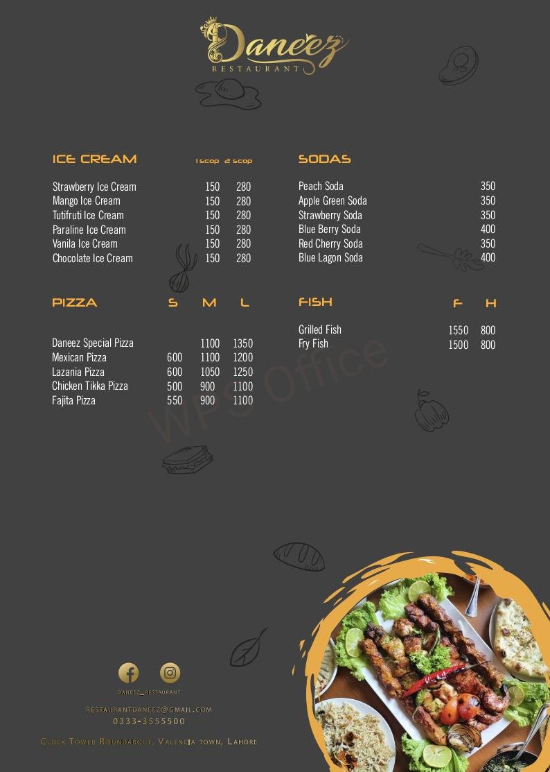 Daneez Restaurant menu page 4