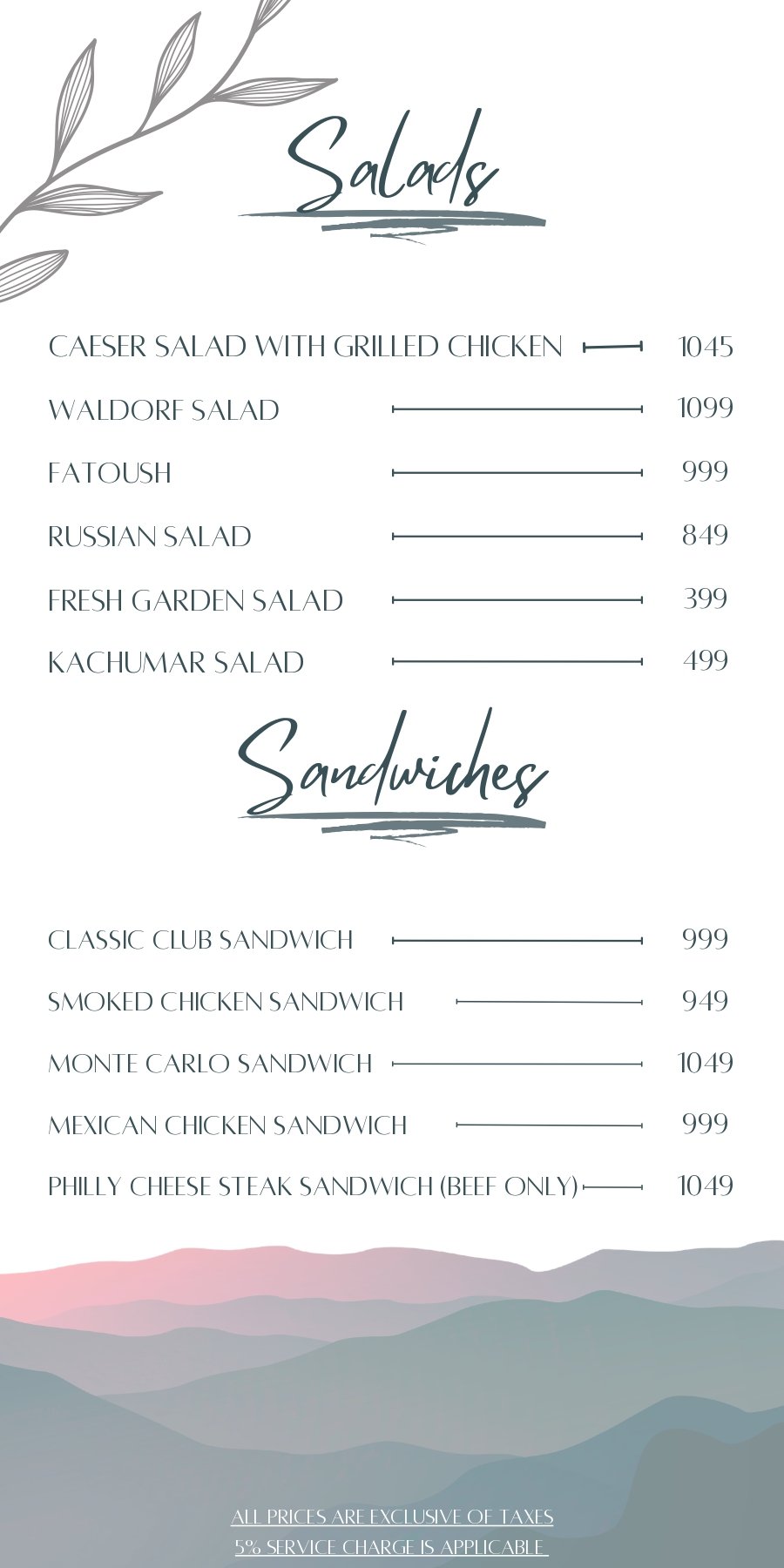 Dera Daari Restaurant, Cafe & Events menu page 2