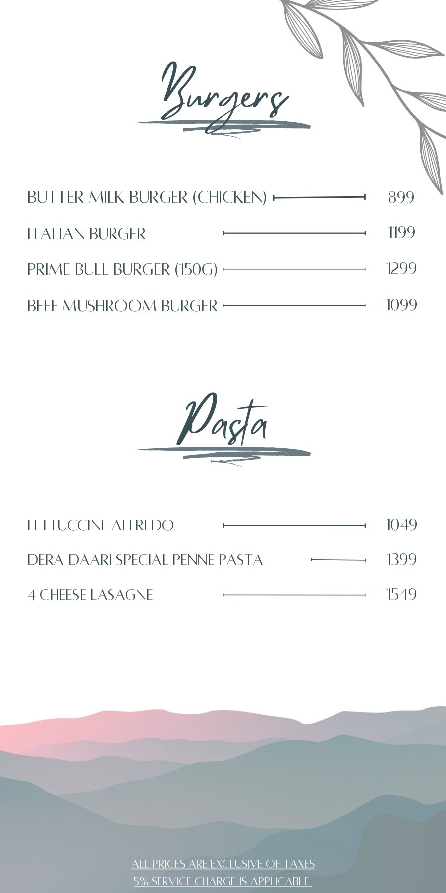 Dera Daari Restaurant, Cafe & Events menu page 3
