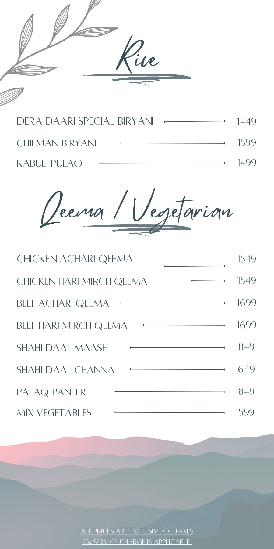 Dera Daari Restaurant, Cafe & Events menu page 9